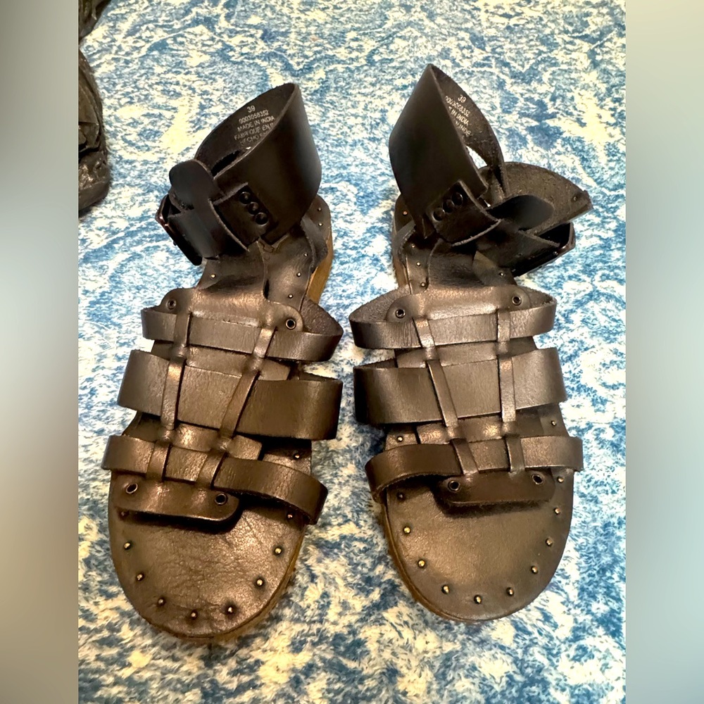 Free People Black Strappy Gladiator Sandals
